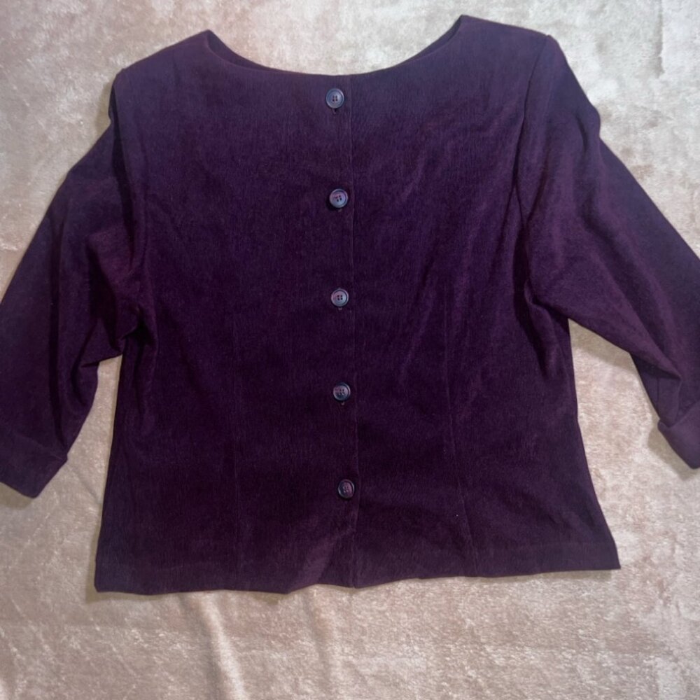 Positive Attitude Women 16 Plum Purple Button Down Long Sleeve‎ Blouse Vintage